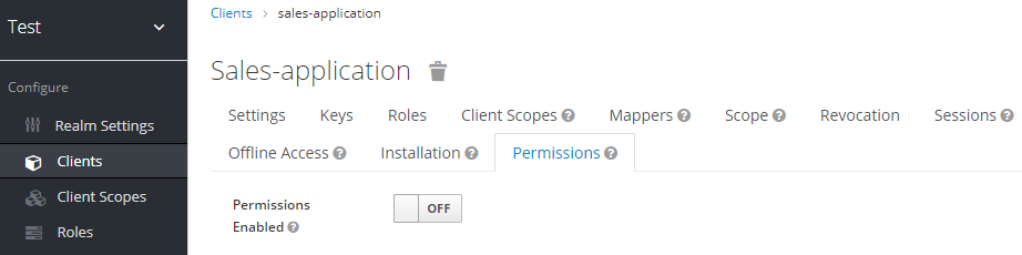fine grain client permissions tab off