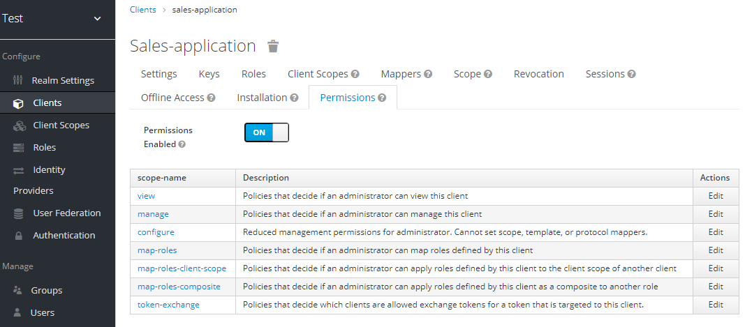 fine grain client permissions tab on