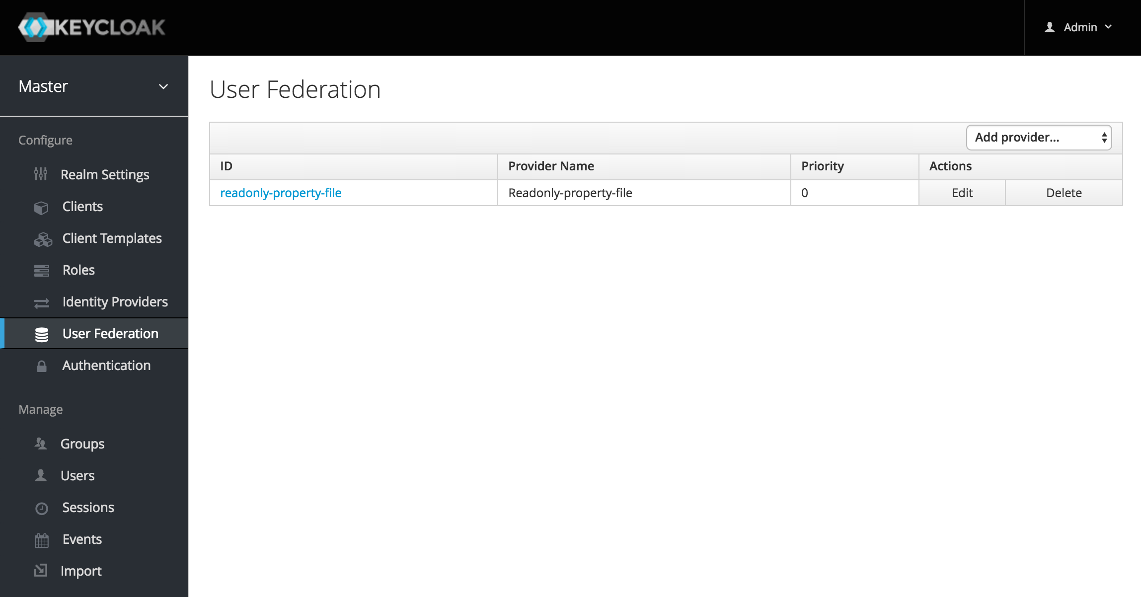 user federation page
